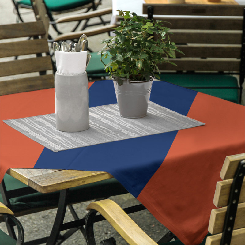 Edmonton Tablecloth, Navy Blue/Orange/Navy Blue