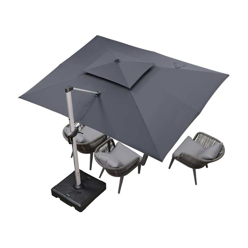 Ensemble de salle à manger d'extérieur rectangulaire pour 6 personnes L 62,29 po Laveyah, Gris clair