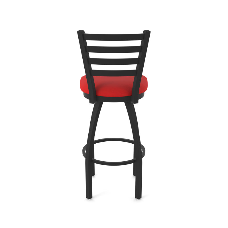 Jackie Swivel Stool, Black Wrinkle, Vinyl-Canter Red, Extra Tall (36" Seat Height)
