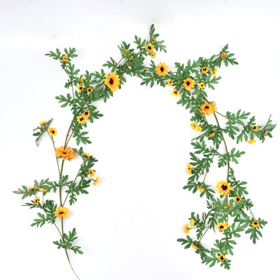 67inch Bendable Realistic Faux Flower With 52 Sunflowers, Spring Garland Wildflower Floral Vine For Mantle Outdoor Table Runner Wall Hanging Wreath Room Wedding Garden Decoration