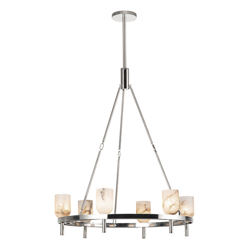 Lucian 6 - Light Chandelier, Polished Nickel