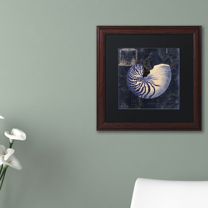 «Jadaya Maritime Blues V» par Color Bakery, impression encadrée, H 11 po x l 14 po x P 0,5 po, Noir, Toile avec cadre noir