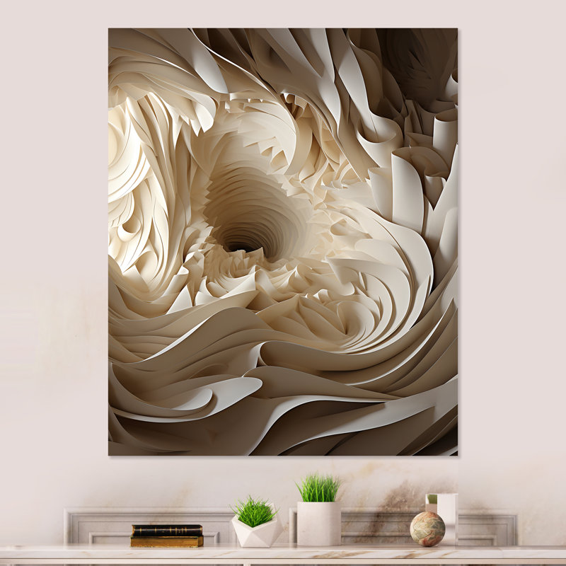 Plume blanche et bleue en spirale IV - art mural géométrique en métal, H 32 po x l 24 po x P 1 po