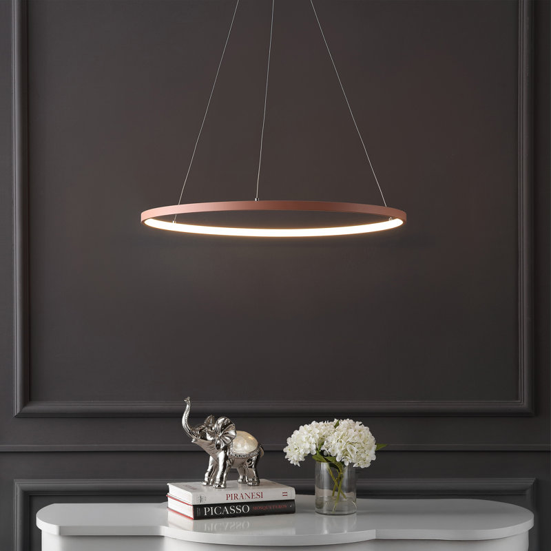 Odin 1-Light LED Unique / Statement Chandelier, 0.75" H x 23.75" W x 23.75" D, Matte Pink
