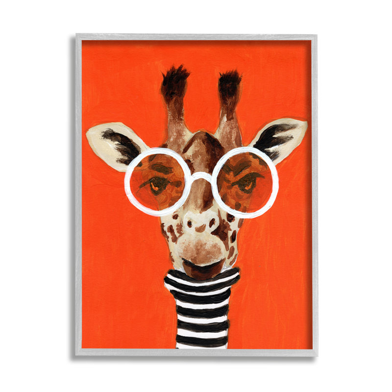 Girafe audacieuse et lunettes, H 30 po x l 24 po x P 1,5 po, Estampe numérique Farmhouse