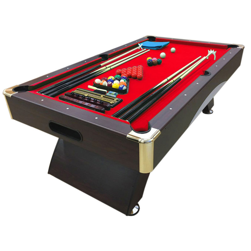 SimbashoppingUK Pool Table with Leg Levelers, Red, 80 cm H x 121 cm W x 213 cm L