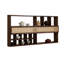 37.40" Mid-Century Retro Brown Rattan & Walnut Solid Wood Wall-Mounted Curio Shelf, Wall Decor Storage Display Rack