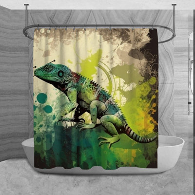 Lizard Shower Curtain Animals Bathroom Decor Green