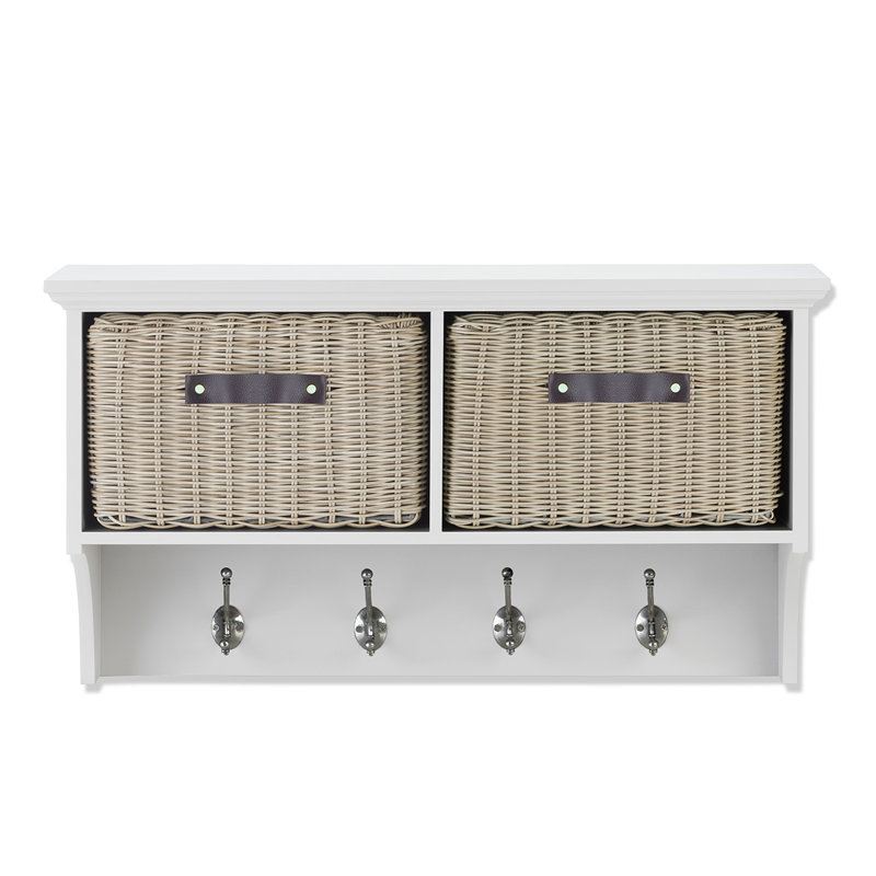 Anita Solid Wood Cube Shelf, White/Brown