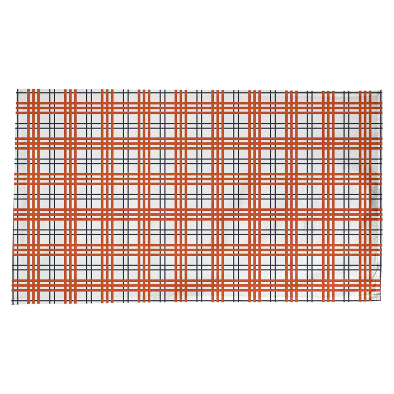 Nappe en mélange de coton à carreaux, Blanc / bleu marine / orange