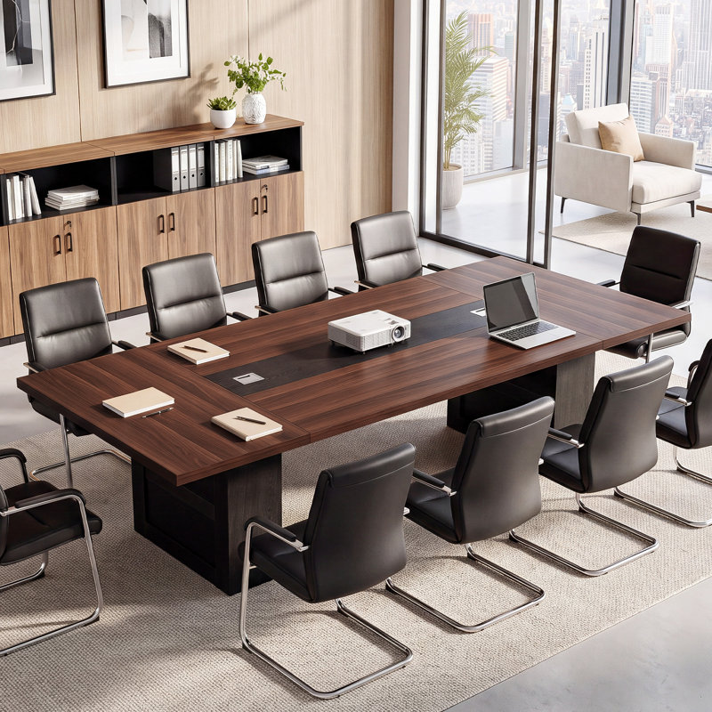  Table de conférence 8 pi pour 8 à 10 personnes, table de réunion 95 po avec gestion des câbles