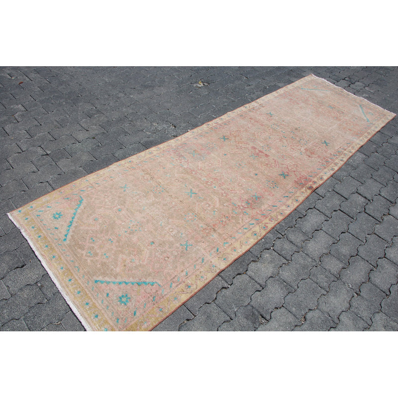 Tapis de couloir vintage turc Oushak - tapis en laine antique rouge parfait pour les escaliers et les couloirs