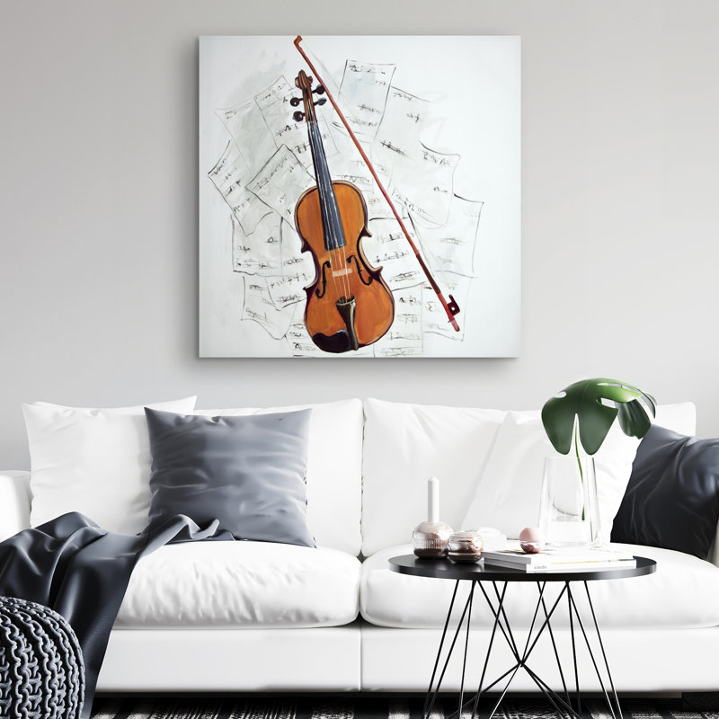 Violin on music sheet - 32"x32" art on canvas