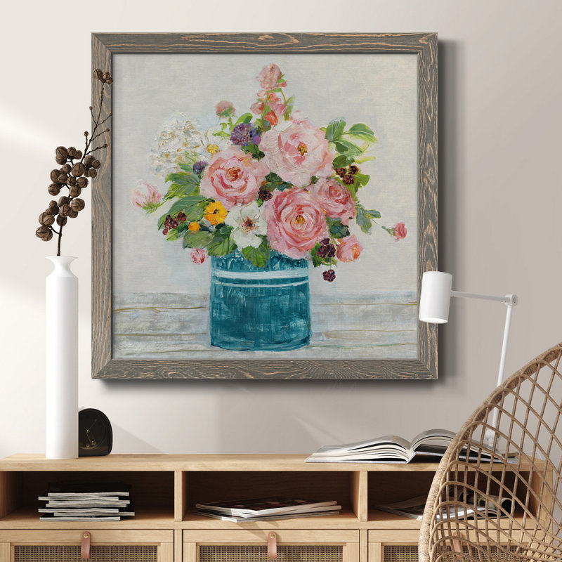 Monet Garden - Peinture sur toile encadrée, H 31,5 po x l 31,5 po x P 1,5 po, Encadré gris