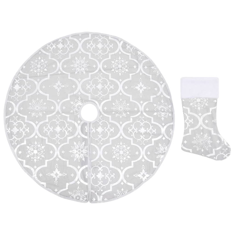 Kimber Luxury Christmas Tree Skirt with Sock, 122 cm, White