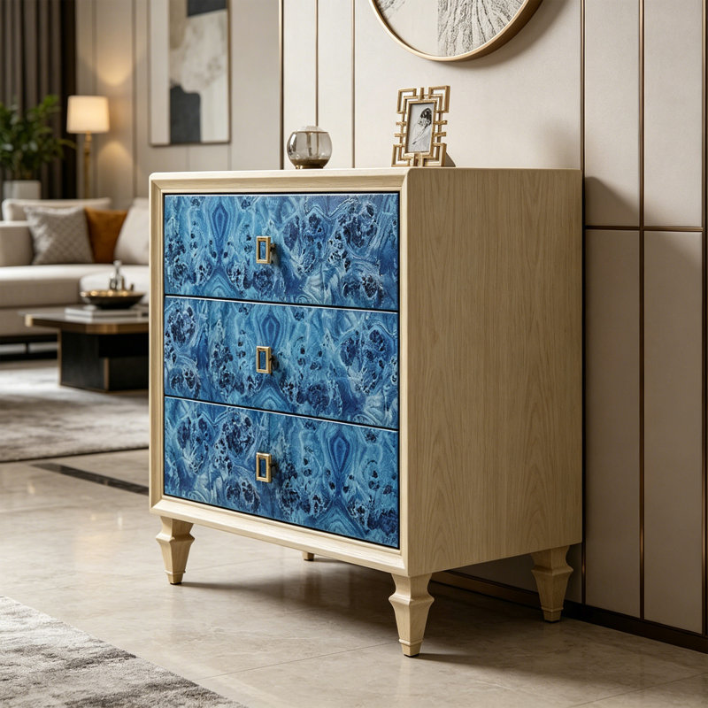 Commode d'appoint bleue de style minimaliste