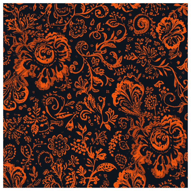 Rideaux de douche orange à motif floral très longs, 70in W x 84in H
