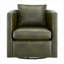 Fauteuil d'appoint compact de luxe pivotant à 360 degrés à une place en similicuir vert sauge-33344453