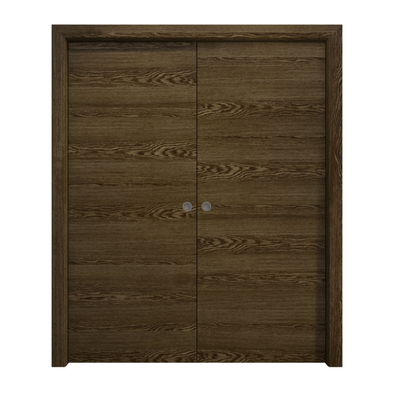 Portes coulissantes françaises à double poche | Ego 5000 | Ensemble de quincaillerie de rail | Portes intérieures modernes en bois massif pour chambre à coucher
