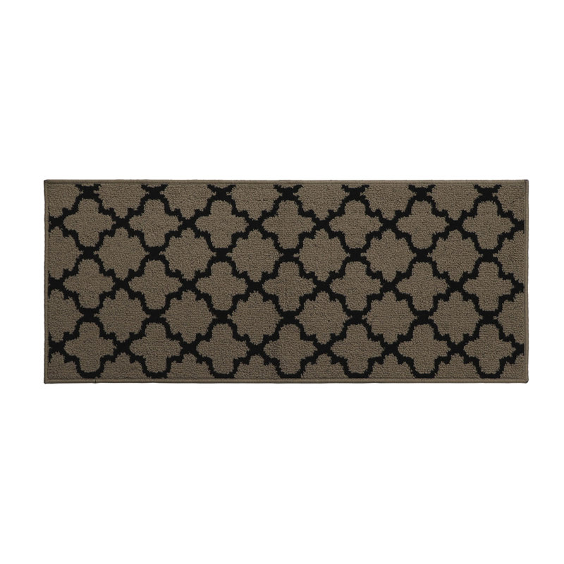 Tapis de cuisine en laine effet arabesque, Noir / gris, Tapis de couloir 4 pi x 1 pi 7 po