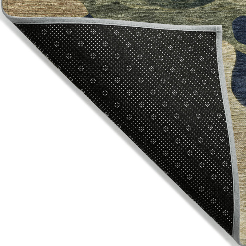 Machine Washable Indoor/Outdoor Xhevrie Navy Rug, Rectangle 10' x 14'