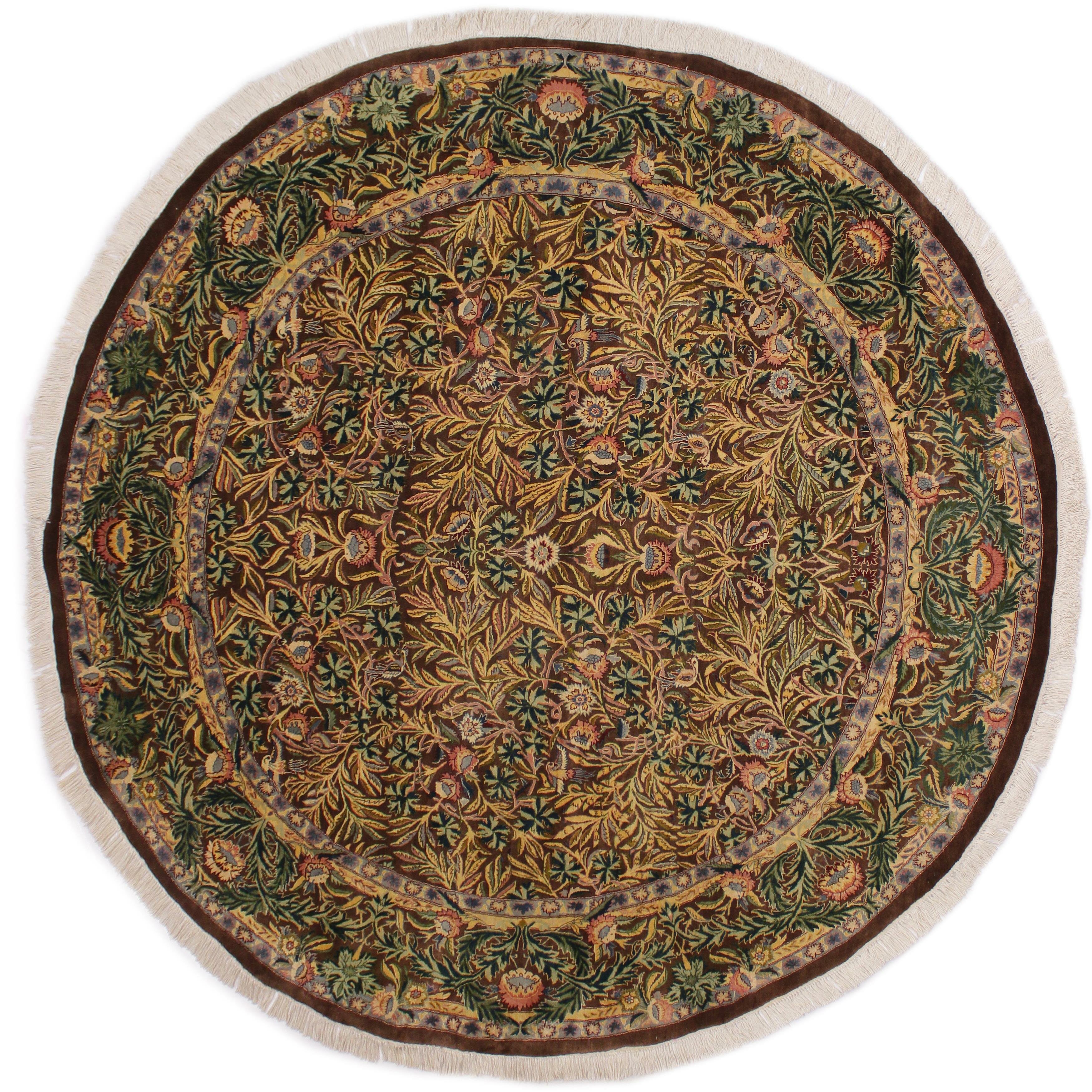 World Menagerie Papillion Oriental Handmade Hand-Knotted Round 6'2