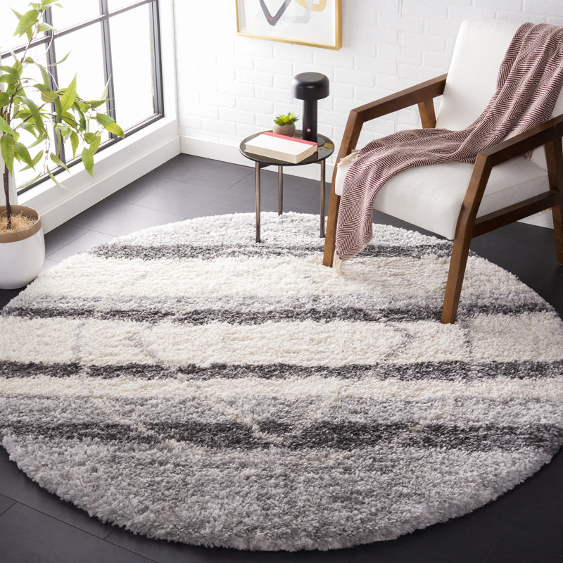Fontana Shag 800 Performance Striped Rug, Round 6'7"