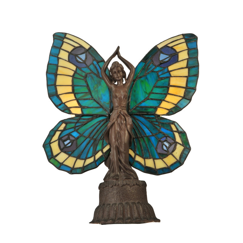 Papillon, animaux, dame, art lumineux, verre, nouveauté, Vert / Jaune