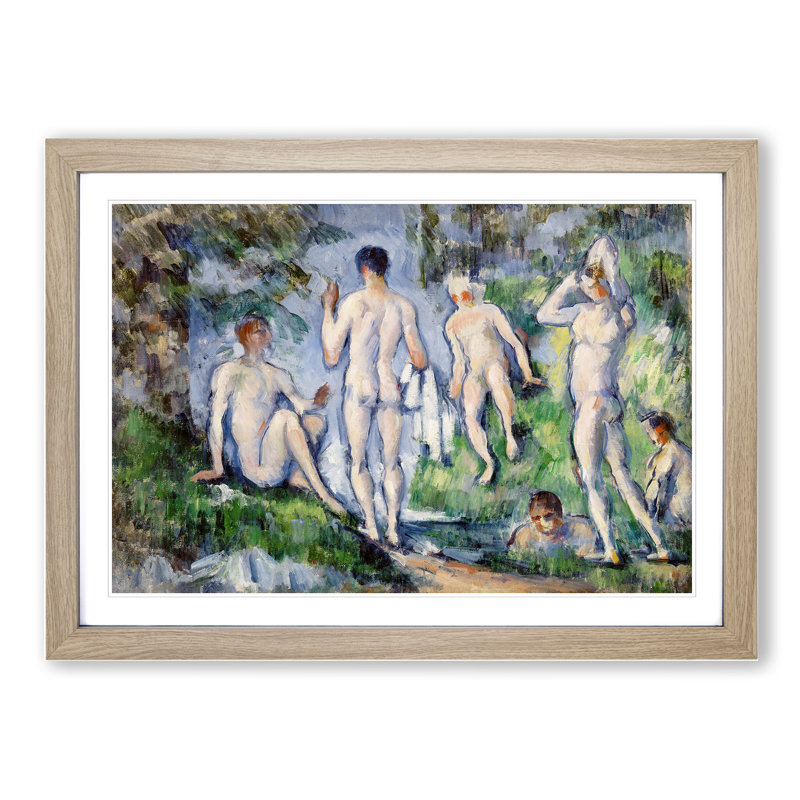 Bathers Vol.5 by Paul Cezanne - Picture Frame Painting, 27cm H x 36cm W x 2cm D, Oak Framed