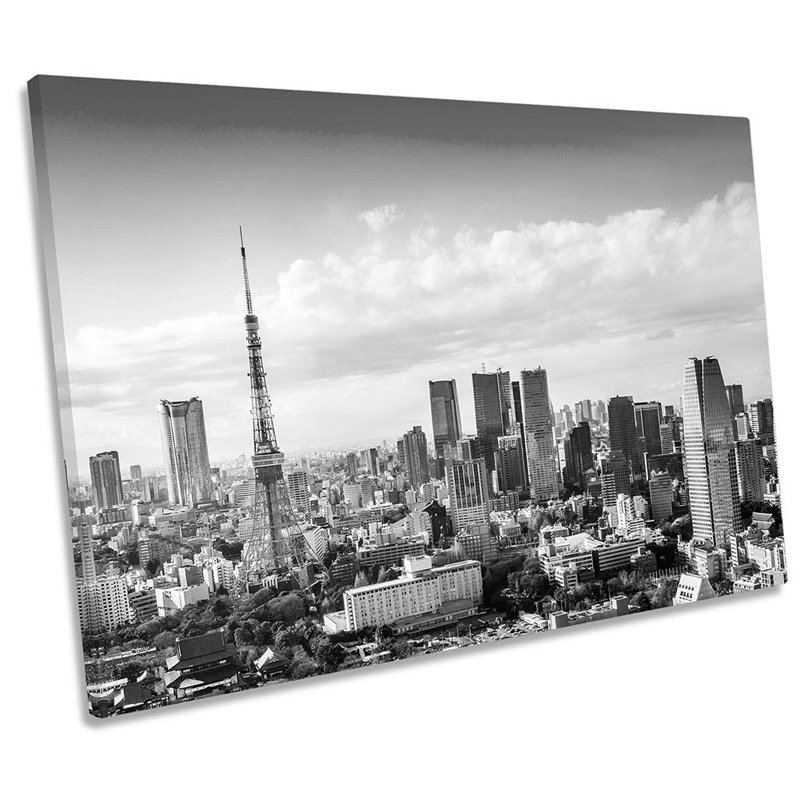 Tokyo Tower Japan B&W Framed - Wrapped Canvas Print, 30.5cm H x 45.7cm W x 2cm D