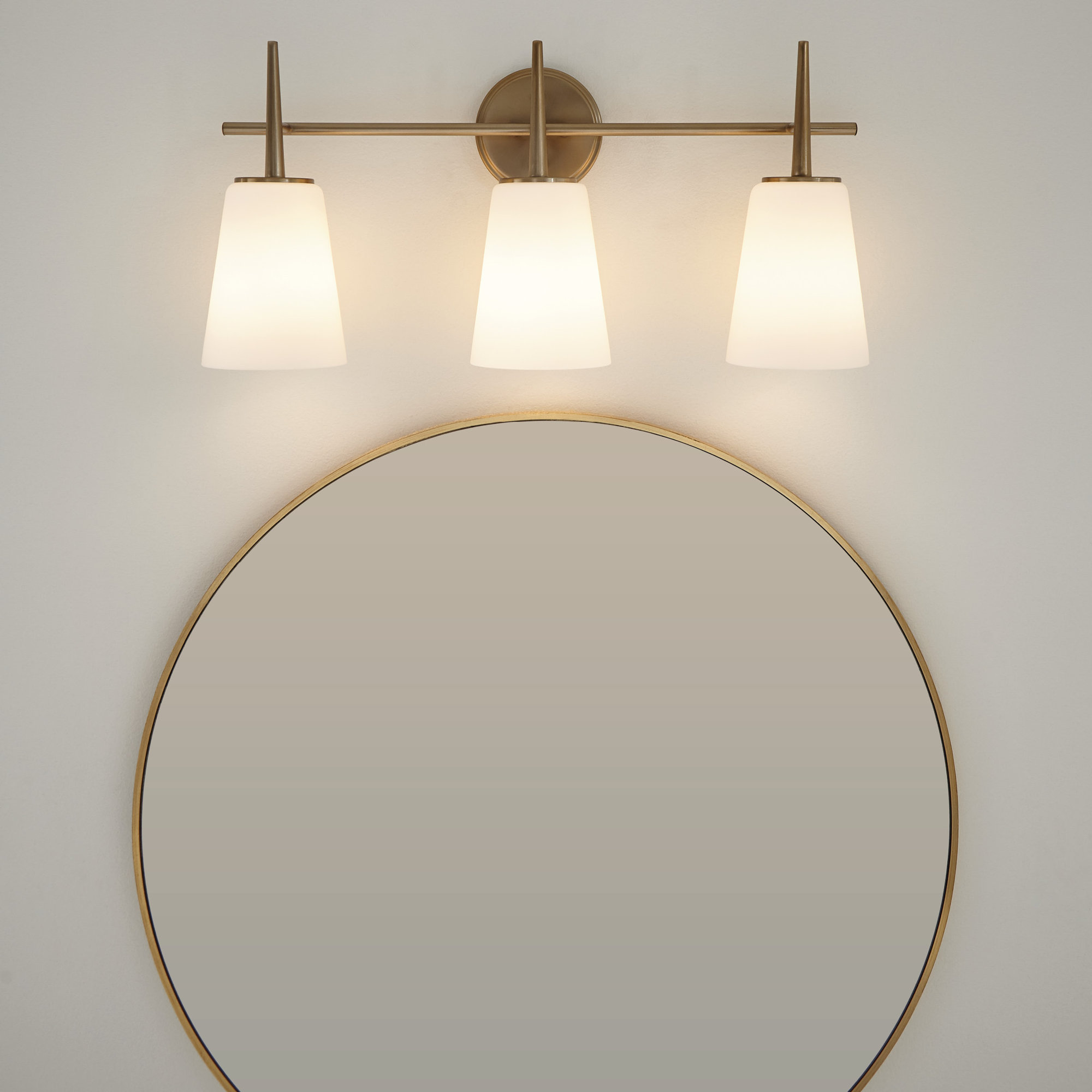 Erlandson 3 Light Frosted Dimmable Vanity Light, Satin Brass, 100W A19 Medium