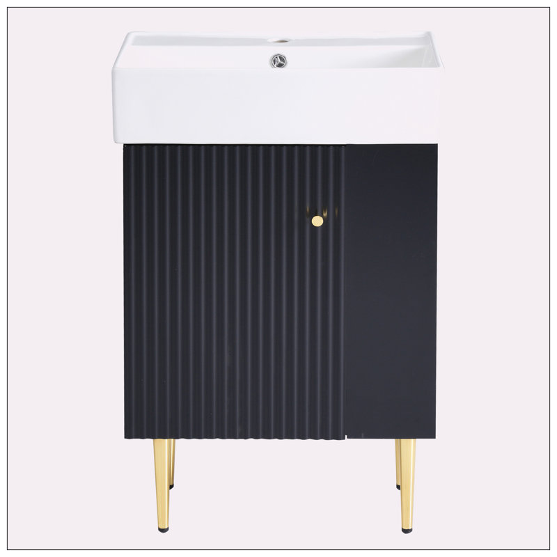 21.6" Right side storage Bathroom vanity, Black