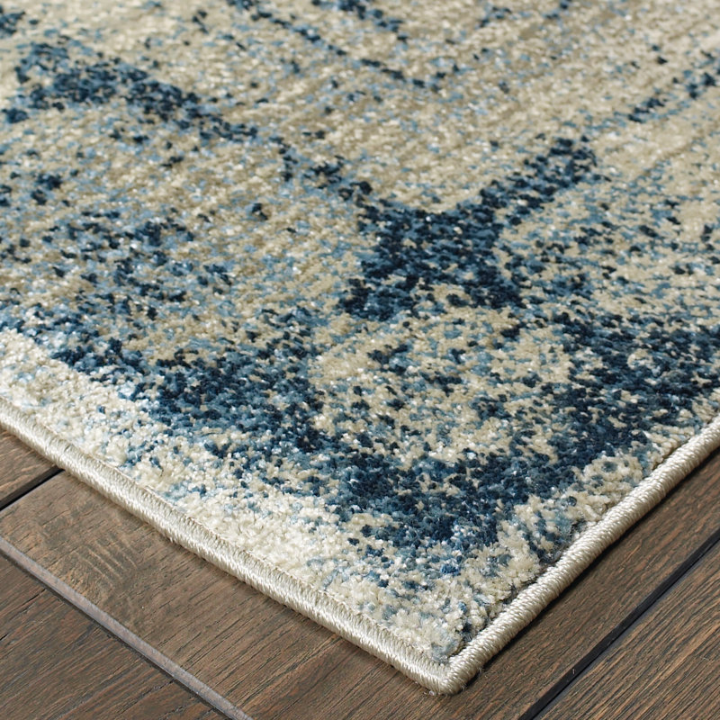 Tapis ivoire / bleu Gaiser, Rectangle 9 pi 10 po x 12 pi 10 po