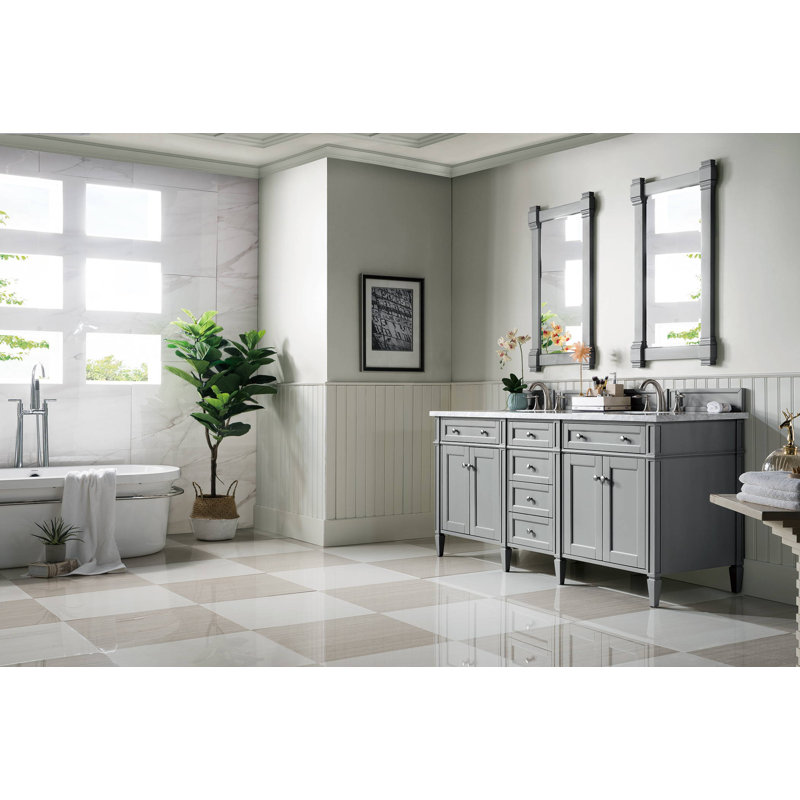 Brittany 72'' W Double Bathroom Vanity Base, Smokey Celadon