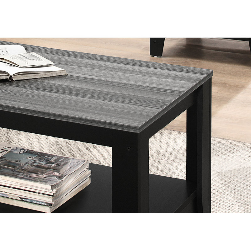 Grande table spacieuse pour différents espaces: 3 pièces en noir et gris: 1 table basse, 2 tables de bout