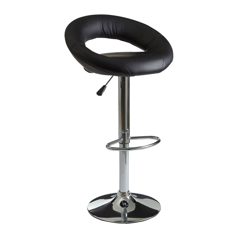 Billie Swivel Upholstered Adjustable Height Counter Stool with Metal Frame, Black