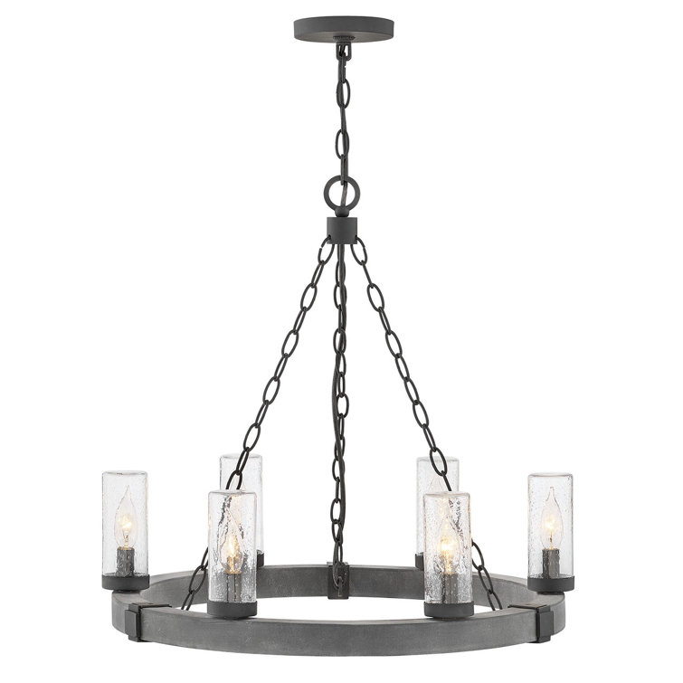 Sawyer 24" Six-Light 12v Outdoor Candle Chandelier - LEDs Included