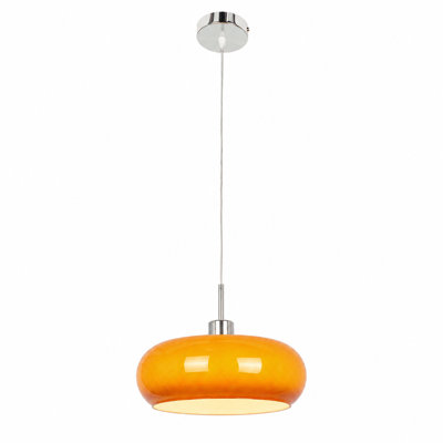 Vintage Orange Glass Pendant Light, Single Light Hanging Lamp For Kitchen Island Dining Room