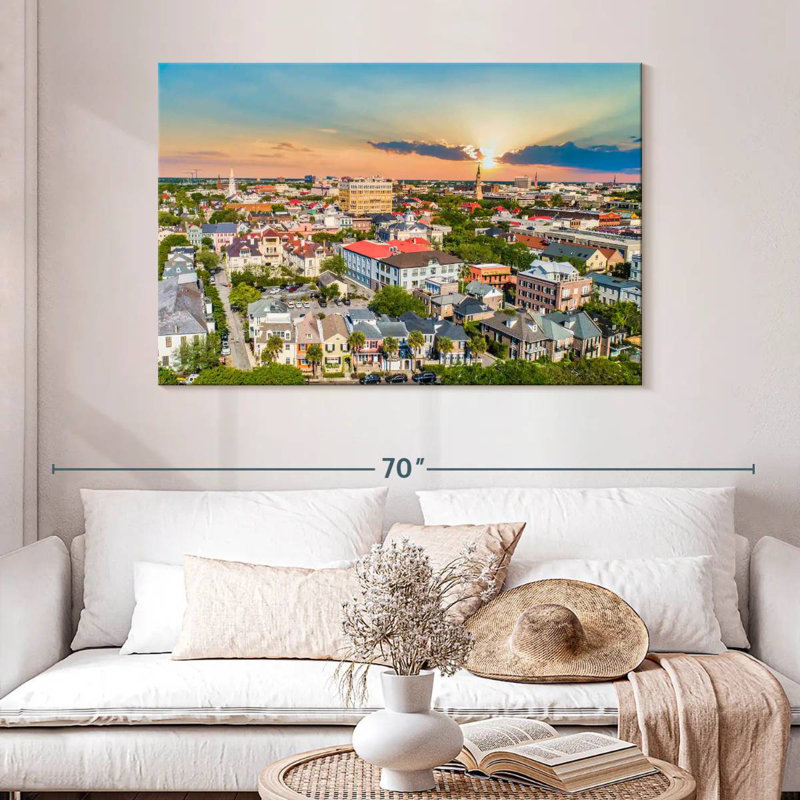 Vue aérienne du centre-ville de Nicci, Charleston, H 32 po x l 48 po