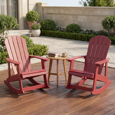 Attikus Outdoor Rocking Chair, All-Weather Patio Rocker Chair with Wide Armrests & High Backrest(Set of 2)