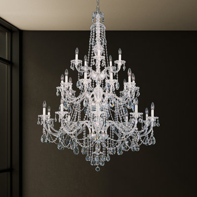 Sterling 25 Light 45in x 61in Three-Tier Chandelier in Gold with Clear Radiance Crystals