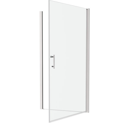 Porte de douche pivotante polie universelle - verre trempé de 1/4 po, rainure murale, poignée en acier inoxydable de qualité # 304, essais d'ouverture et de fermeture 36000, installation facile, système lisse, résistance efficace aux fuites,