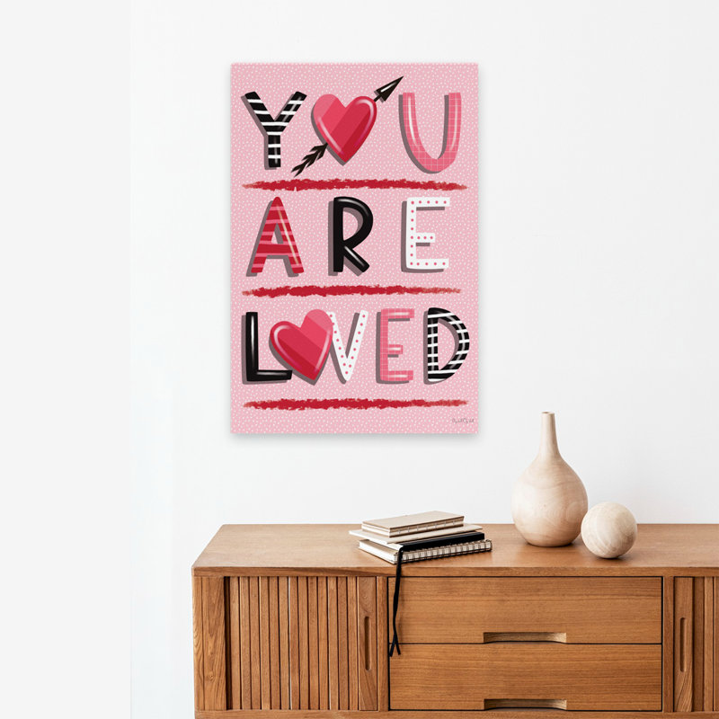 You Are Loved - Art typographique contemporain de la Saint-Valentin, H 16 po x l 24 po