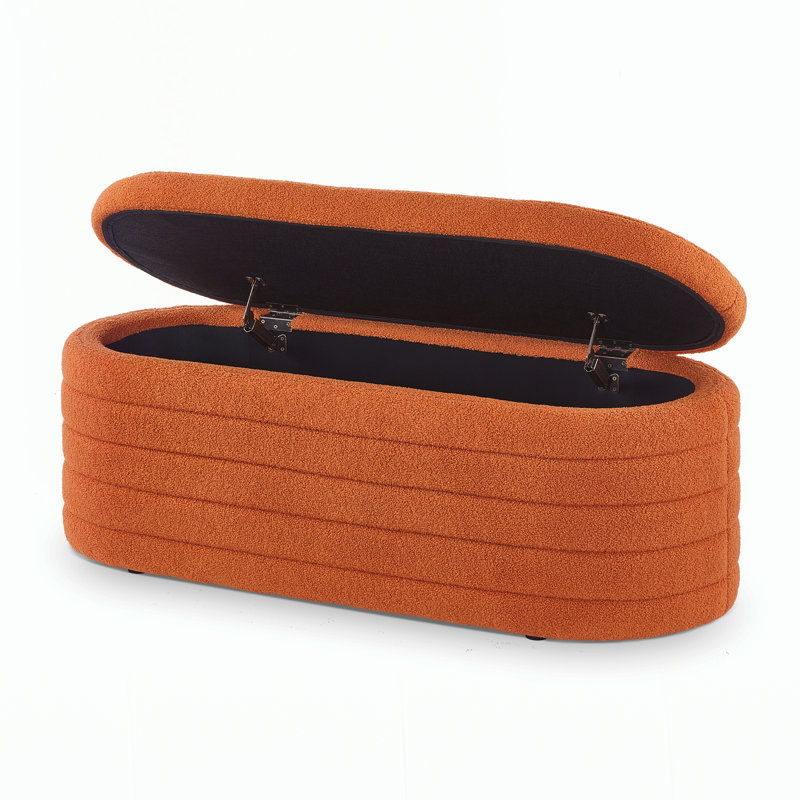 Banc de rangement moderne avec repose-pieds ovale, tabouret de bout de lit avec charnière de sécurité pour chambre à coucher, salon et entrée