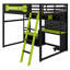 Lit mezzanine en bois avec bureau, tablettes, lumières DEL, ports USB et panneau perforé-109923482