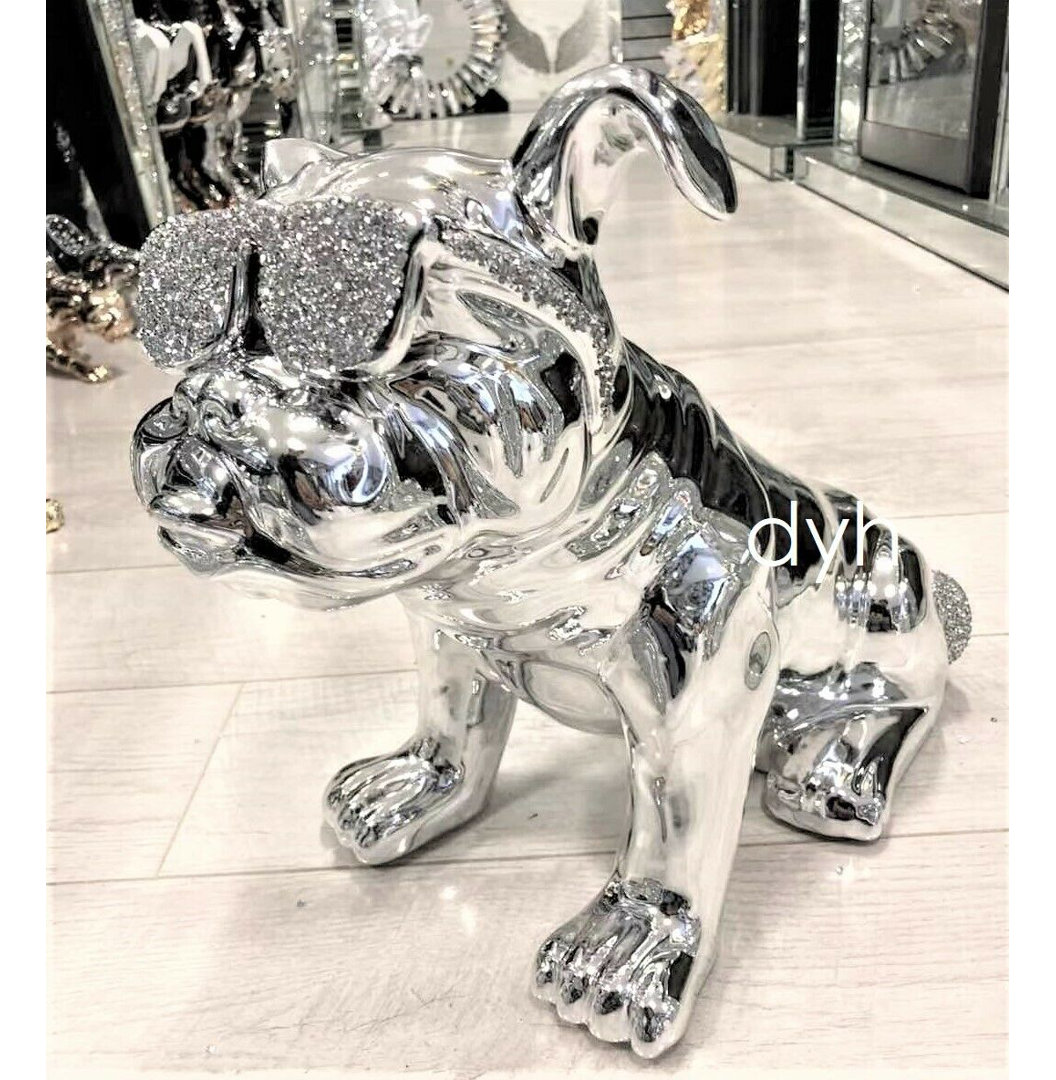 Cadell Crushed Diamond Sparkly Bull Dog Animal Puppy Glasses Figurine
