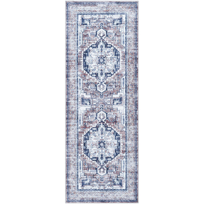 Ruland Traditional Machine Washable Area Rug, Runner 2'7" x 12'