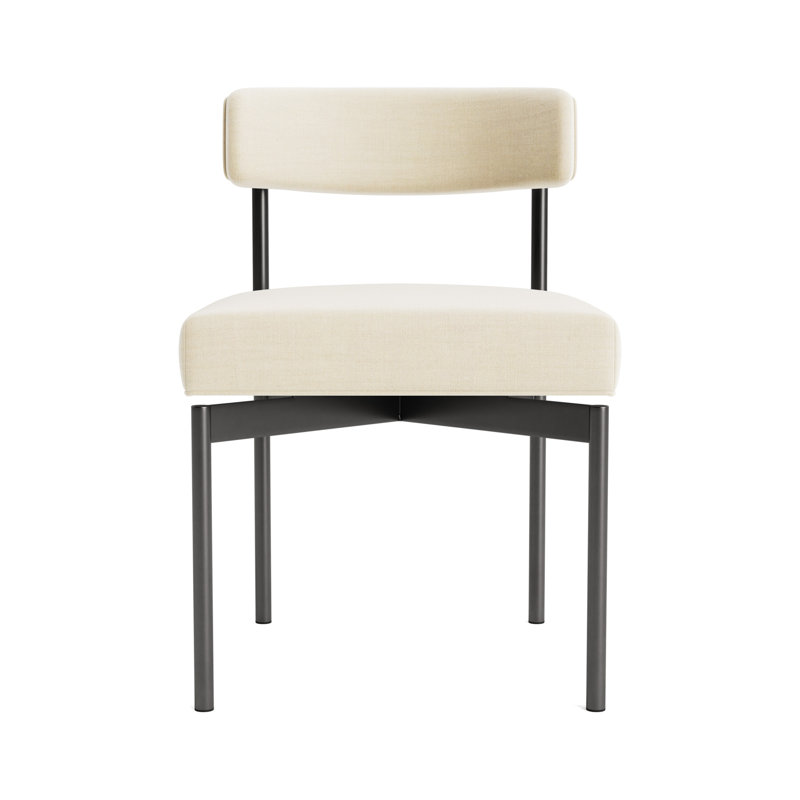 Remy Upholstered Dining Chair, Performance Linen - Cream, Pewter