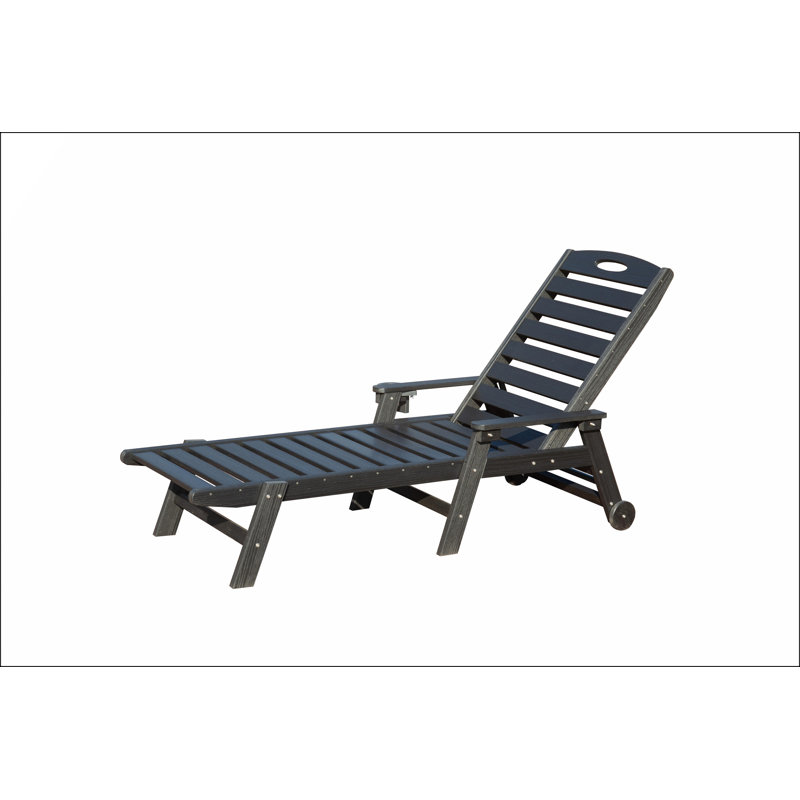 Patio Lounge Chair Outdoor with Reclining Backrest for Sunbathing and Relaxation, Black