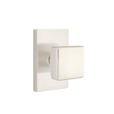 Emtek Passage Knobset w/ Modern Rectangular Rosette and Square Knob